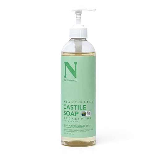 Dr. Natural Eucalyptus Multi-Purpose Castile Soap 473 ml. 100% Natural. Made from Natural Plants and Oils. Hypoallergenic and Ultra-moisturizing suitable for all skin types and for the whole family.