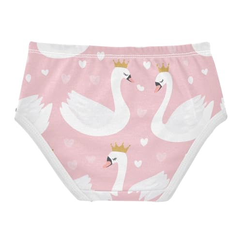 Wusikd Cute Swans Crowns Girls' Underwear Cotton Hearts Pink Girls Briefs Soft Toddler Underwear 2T2
