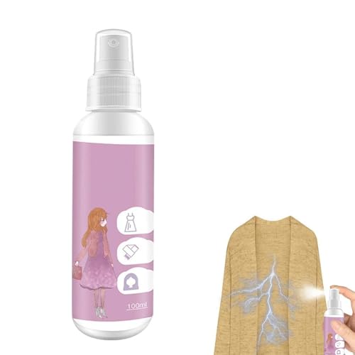 Spray Antiestático para Ropa, Anti Static Spray, Sprays-Antiestático para Tejidos, Sprays-Antiarrugas Ropa con Efecto Antiestático, Eficaz Reduce La Electricidad Estática, 100 ml
