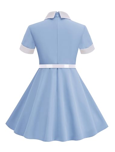 40s 50s Dress for Kids 1950s Dresses for Girls Collar Rockabilly Audrey Hepburn Prom Tea Party Cocktail Swing Dress with Belt3
