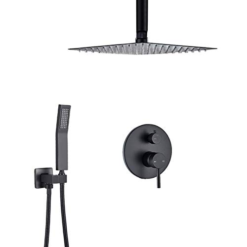 Ensemble de douche en laiton haut de gamme avec mitigeur noir mat effet pluie