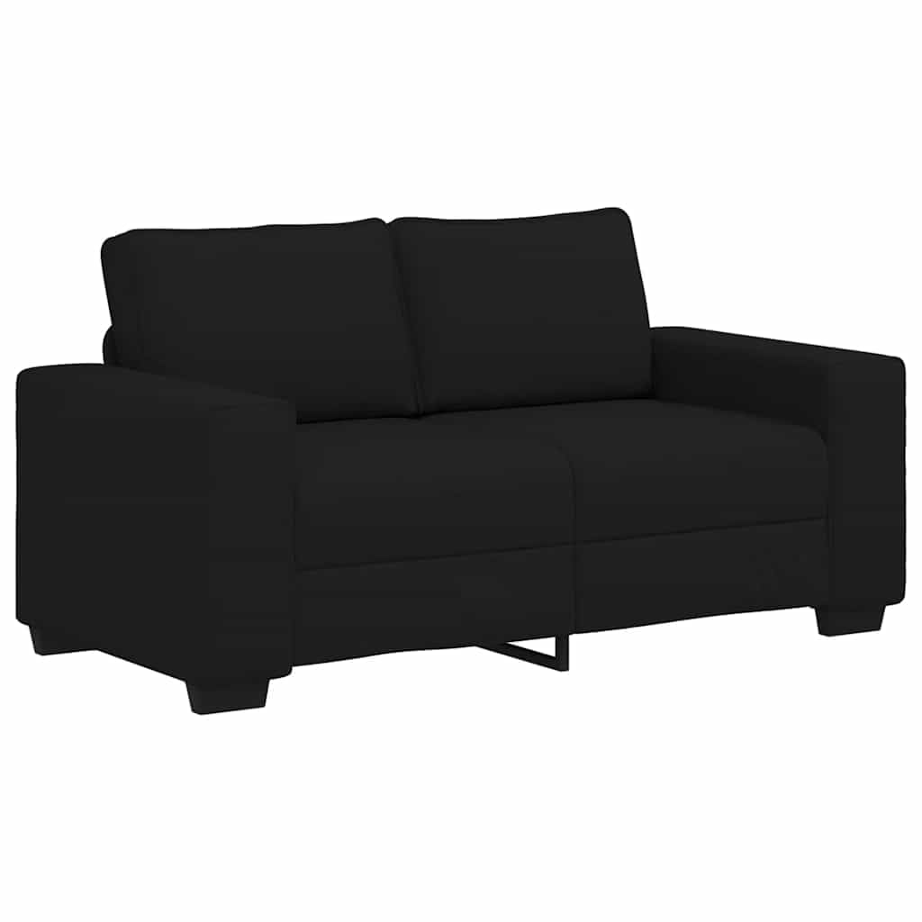 Sofá de relax de 2 plazas, color negro, 160 x 77 x 82 cm, tela con amplios reposabrazos y estructura robusta de madera y metal para salón y oficina