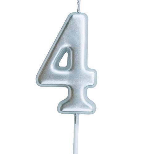4th Birthday Candle Four Years Silvery Happy Birthday Number 4