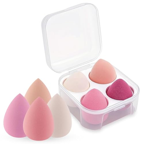 Image of Ultra Soft Professional Sponge Set for Face Makeup (4 Pcs) | Makeup Sponges for Liquid & Cream Products | Latex-Free, Reusable & Washable (Multicolor)