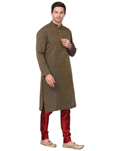 Image of Men's Cotton Jacquard Kurta and Churidar Set