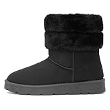 Lilley Mae Womens Black Faux Fur Ankle Boot - Size 6 UK - Black