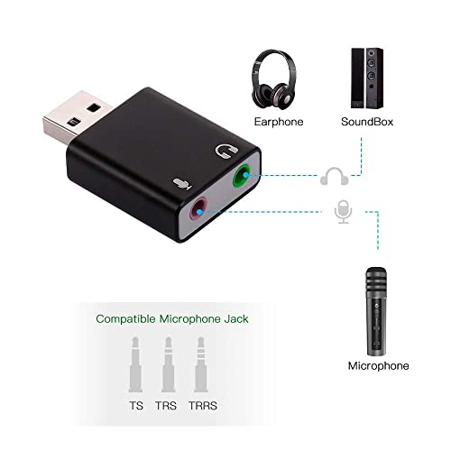 Image of USB Sound Card HiFi Magic Voice 7.1CH External USB to Jack 3.5Mm Headphone Adapter Stereo Audio Mic Sound Card for Laptop PC (Multi-Color)
