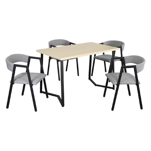 Catálogo de Comedor 4 Sillas los mejores 10. 44 Kingshouse | Comedor 4 Sillas y Mesa – Juego de Comedor - Madera MDF Estructura Metálica - Moderno - 4 Personas - Color Beige