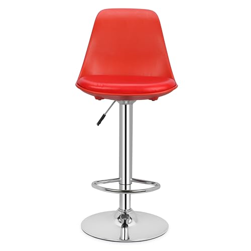 Image of DPI Metal Modern Height Adjustable and 360 Degree Revolving Bar Stool | Kitchen Chair Suitable for Kitchen Cafeteria Dining Office Shops | (1, Red)