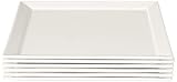 Fortessa Fortaluxe SuperWhite Vitrified China Dinnerware, Tavola 10-Inch Square Flat Bottom Plates, Set of 6