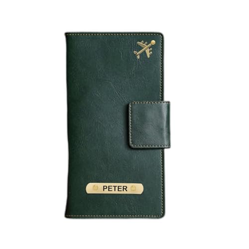 Image of Customized Travel Wallet with Name Engrave | Personalised Passport Holder for Women | Customised Passport Cover for Men and Women | Travel Organizer Gift Wallet (Green)