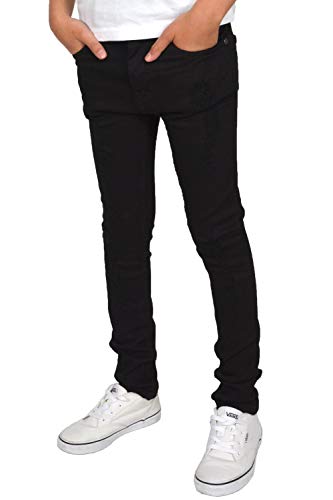 SK-1 Apparel Jeans para niños/niños/jóvenes, súper delgados, elásticos, desgastados, desgastados Negro Negro ( 8 Años