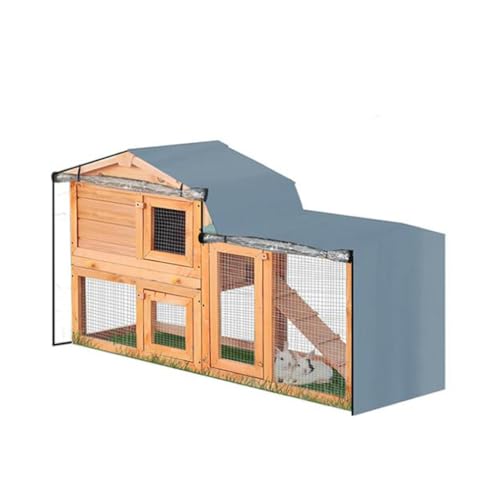J&C Heavy Duty 420D Double Decker Rabbit Hutch Cover Windproof Waterproof Black Covers for Winter Rectangular Outdoor Bunny Cage Cover for Guinea Pig Cage (No Hutch (71x20.5x34in-Grey)