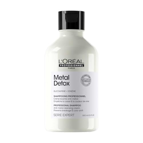 L'Oréal Professionnel, Champú Profesional Sin Sulfatos, Metal Detox, Anti-Rotura, para Todo tipo de Cabello, Color Duradero y Brillante, Fibra Más Fuerte, Nutrido, Suave e Hidratado, 300 ml