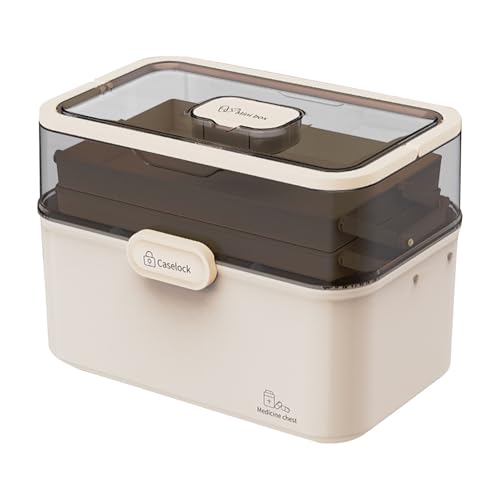 Transparent läkemedelsförvaringslåda – vikbar medicinväska arrangör, låsbar treskiktsbehållare | bärbar medicinlåda med lås, mångsidigt förvaringsfodral