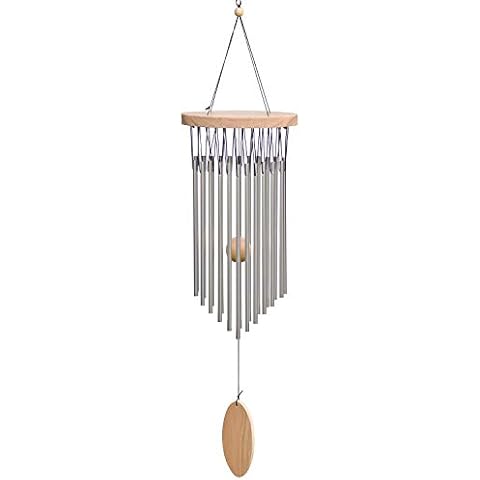 SuninYo Wind Chimes Outdoor,22 Tubes Wind Chimes with S Hook,a Quality Gift for Garden, Patio, Balcony and Indoor Decor, Silver Cover