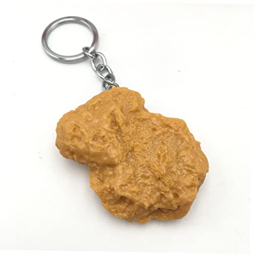 FRCOLOR Simulierter Hähnchen Nugget Schlüsselanhänger Kreativer Schlüsselring für Studenten Lustiges Fried Food Ornament Einzigartiger Anhänger für Schlüssel und Deko