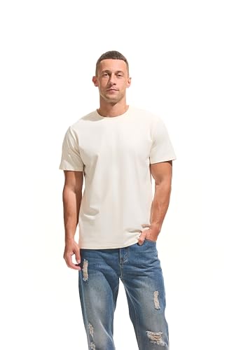 VEIISAR Men's Midweight Crew Neck T-Shirt - 210GSM Soft Cotton Blend, Regular Fit for Cooling Comfort2