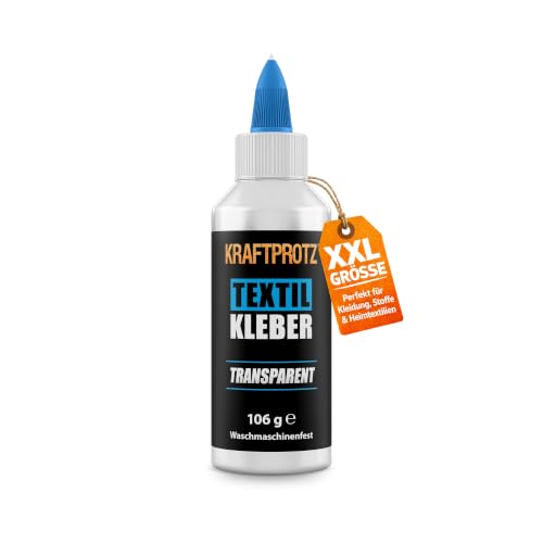 Textilkleber 105g kleben statt nähen: flexibel waschmaschinenfest & transparent für Stoff Leder Jeans Deko Upcycling & Basteln ohne Lösungsmittel DIY Stoffreparatur KRAFTPROTZ von ARKA