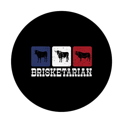 Brisketarian Brisket Retro BBQ Lover PopSockets Swappable PopGrip, Black - Image 3