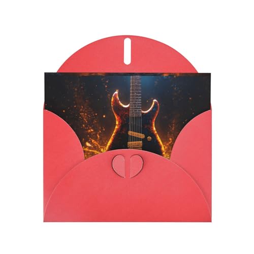 ABYchdd Tarjetas de felicitación con estampado de guitarra eléctrica, tarjetas navideñas con sobres, para Navidad, cumpleaños, aniversario
