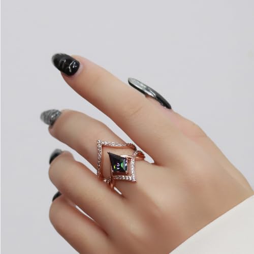 Alexandrite Engagement Rings for Women Wedding Ring Promise Rings for Her Rose Gold Mood Birthstone Rings Christmas Anniversary Birthday Valentine's Day Gift2