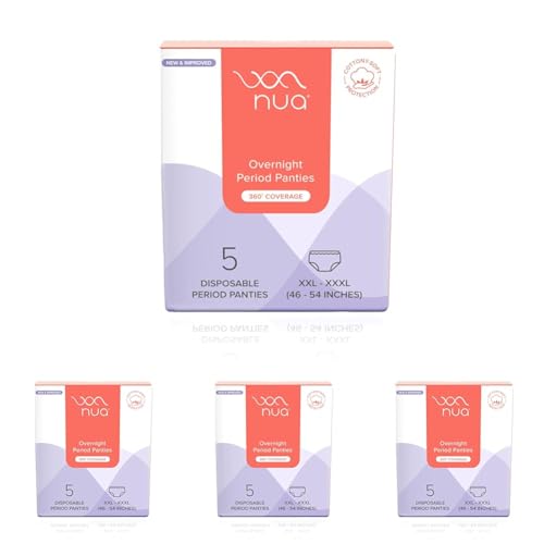 Image of Nua Overnight Disposable Period Panties | Pack of 20 | (XXL-XXXL) | Heavy Flow Absorbency | Leakproof Protection | Discreet & Secure | Breathable | No Rashes | No Discomfort White
