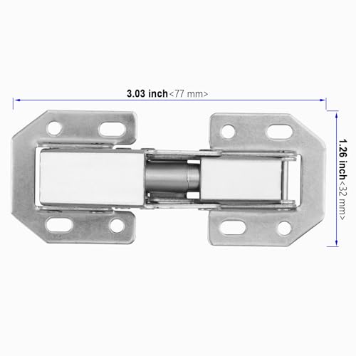 KOHAND PUCSIQ Pack of 14 Modern Silver Steel Cabinet Door 90 Degree Screw-On Hinge with Spring, 90 Degree Corner Stop - Image 2
