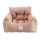 Ｌｏｒｘｎｅ ドライブシート 【M/Lサイズ】 車載ドライブボックス ペットソファー 犬猫クッション ドライブベッド 家用 車用 ペットベッド ペットソファ ドライブ用品 小型犬 中型犬 カーシート 洗える 安全 快適 持ち運び便利 多機能 (フェイクスエード ピンク,M 取り外し可能)