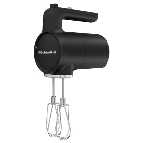 Kitchenaid Batteur à main sans fil - Go Cordless - Batteur électrique avec 7 niveaux de vitesse - 2 Fouets Turbo - Sans batterie - Noir
