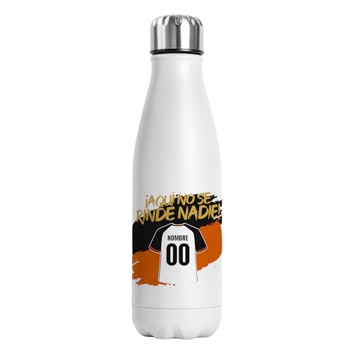 Botella Térmica Personalizada Fútbol Valencia | Regalo Original para Aficionados del Fútbol | Regalo Camisetas Equipos Futbol | Termo Acero Inoxidable Doble Capa 500 ml (Valencia)