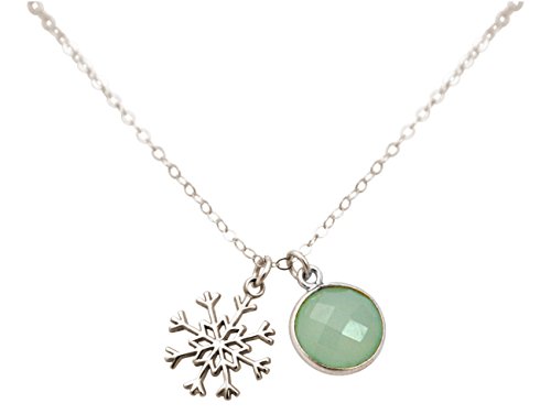 Preisvergleich Produktbild Gemshine - Damen - Halskette - Anhänger - SCHNEEFLOCKE - 925 Silber - Chalcedon - Grün - Meeresgrün - 1,3 cm