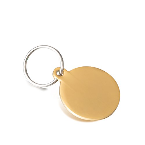 Siebenmorgen Edelstahl Personalisiert Haustier ID Tag Hund Tag mit Gravur Service Hundemarke Anhaenger 30mm, Vergold Cover
