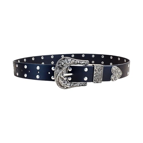 Edgy Waist Belt Punk Edgy Chain Heavy Duty Carving Buckle Dark Retro Waistband Waist Jewelry Studded Belt