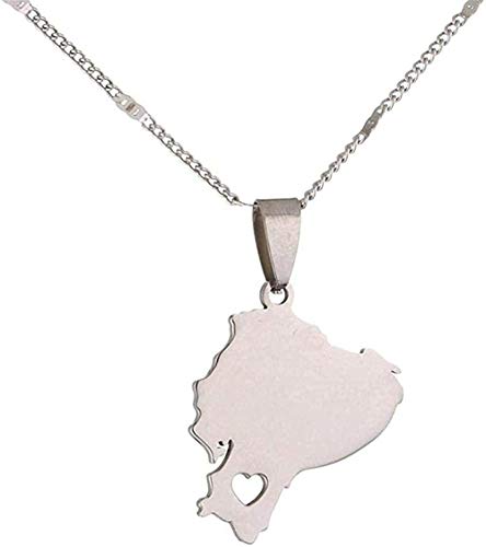 zhuangpuxu Collar Collar de Acero Inoxidable Mapa de Ecuador Collares Colgantes Mapas...