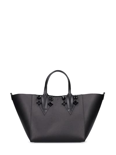 Cabachic Black Leather Tote Bag