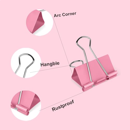 Image of Ufmarine Medium Binder Clips 1.25 inch Length, (40 Pcs) Colorful Paper Clips Medium for Office