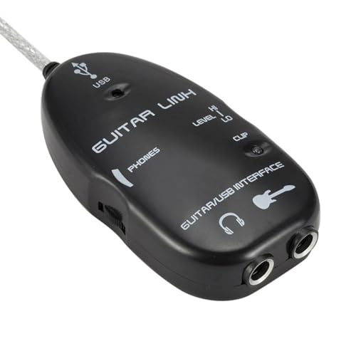 ZJchao Interface Audio USB pour guitare électrique, Adaptateur de liaison audio USB avec connecteur enregistreur pour ordinateur PC (Noir)