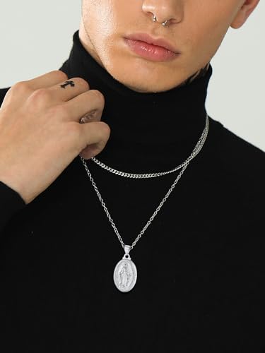 Image of U7 Virgin Mary Necklace for Women,18K Gold Plated /Sterling Silver Oval Miraculous Medal Virgin Mary Pendant Necklace