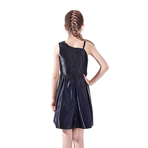 Sunny Fashion Girls Dress Satin Bow Tie One-Shoulder Party Size 6-123