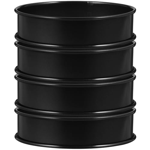 NULYLU Anillos de Cocina de Acero Inoxidable Antiadherentes 4 Piezas y Aptos para Lavavajillas, Distribución Uniforme del Calor para Muffins y Tartas para Repostería