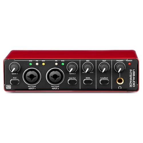 Kueohse Interfaz de Audio con Tarjeta de Sonido, Convertidor AD con Cable y Monitorización para Guitarra Eléctrica, Grabación en, Canto en Estudio, Podcasts. A