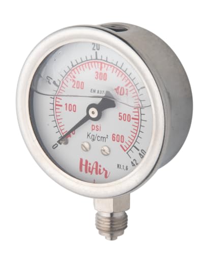 Image of Glycerin Filled Bottom Pressure Gauge 0-400kg /cm2 (0-6000psi), 63mm (2.5inch) Dial Size, 1 /4BSP Male Connection, Direct Mounting Bottom Entry