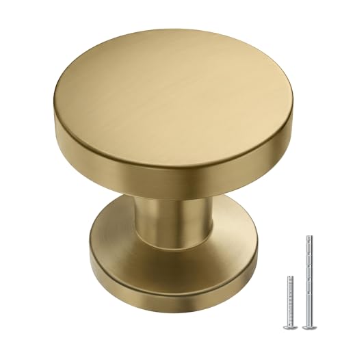 Goldenwarm 10 Pack Champagne Bronze Cabinet Knobs Round Champagne Drawer Knobs Kitchen Cabinet Handles Solid Zinc Alloy Pulls for Bathroom Dresser Hardware