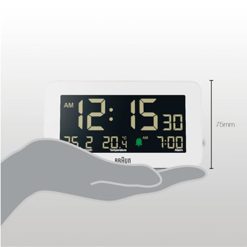White Negative LCD Alarm with Temperature