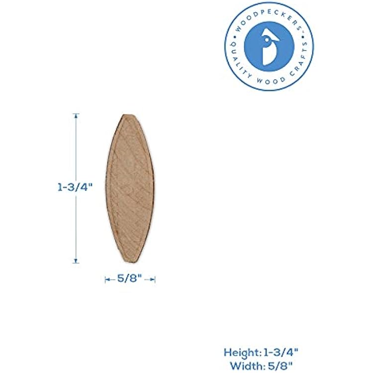 Wooden Joiner Biscuits, Size 0, Pack of 100 Pieces, Premium Birch Wood Joining Biscuits for Strong & Precise Joints