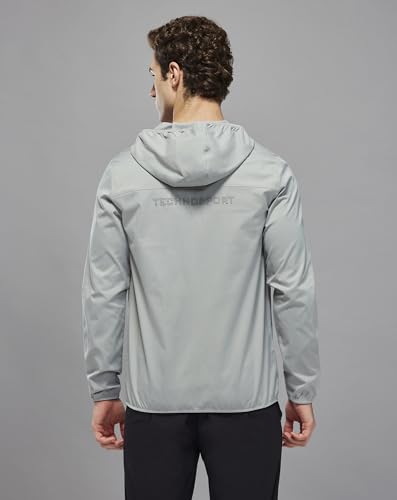 Image of TECHNOSPORT Men's Regular Fit Jacket with Zip Pockets, TS FLEXI Lightweight Windproof Quick Dry Full Sleeve Jacket for Gym Running and Travel