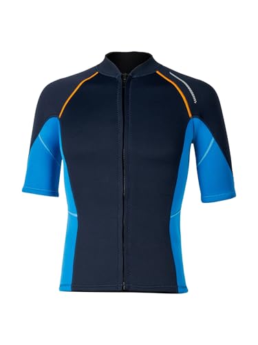 Miutii Muta da uomo in neoprene, 1,5 mm, giacca in neoprene, con cerniera, per immersioni, surf, snorkeling, nuoto, blu marino, XL