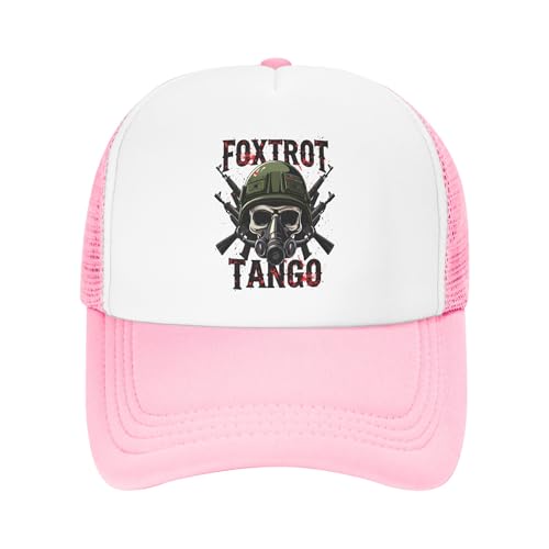 FDT Foxtrot Delta Tango Trucker Hat Special Forces Skull Kids Hats Adjustable Mesh Baseball Cap - Pink
