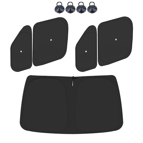 Image of Front Windshield & Side Window Sun Shade for 2014-2025 Dodge RAM ProMaster Full Size Cargo Van, Foldable Window Sunshade Sun Visor Protector, Window Shades Blocks UV Rays Heat, Pack of 5